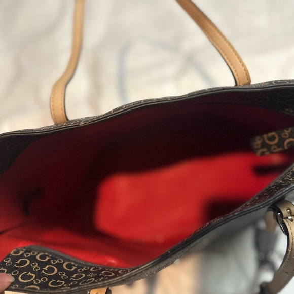 Guess Monogram Black and Tan Tote with Silver Hardware - Picture 6 of 6